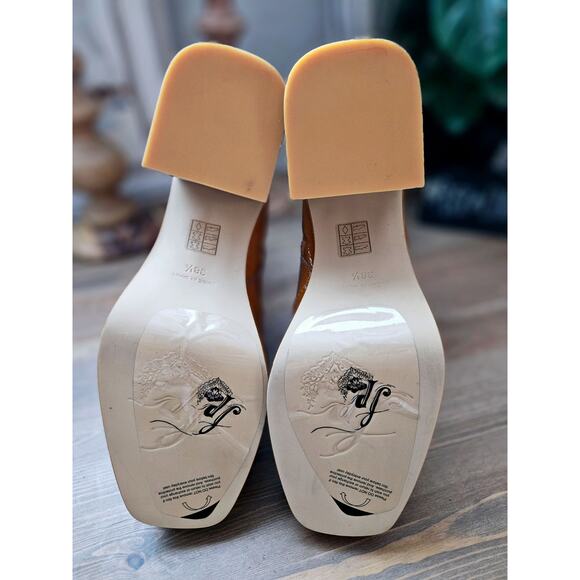 Free People Ruby Shine Cognac Block Heel Ankle Booties - Picture 6 of 11